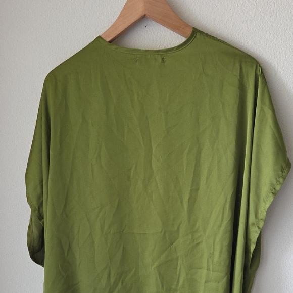 FLOREAT Anthropologie Green Tie-Front Sleeveless Kimono Blouse Coverup One Size - Picture 6 of 11